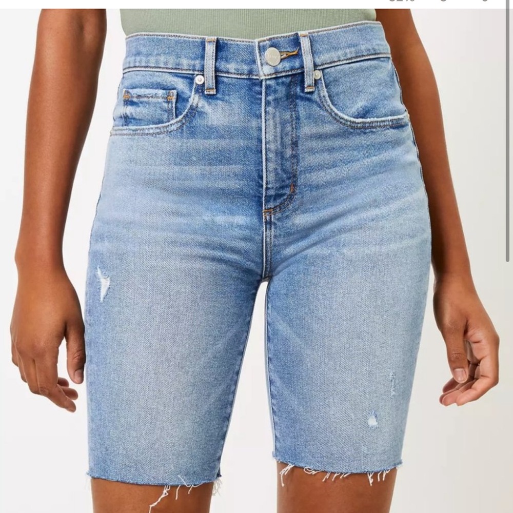 Loft The High Waist Denim Bike Short Size 25 Light Wash